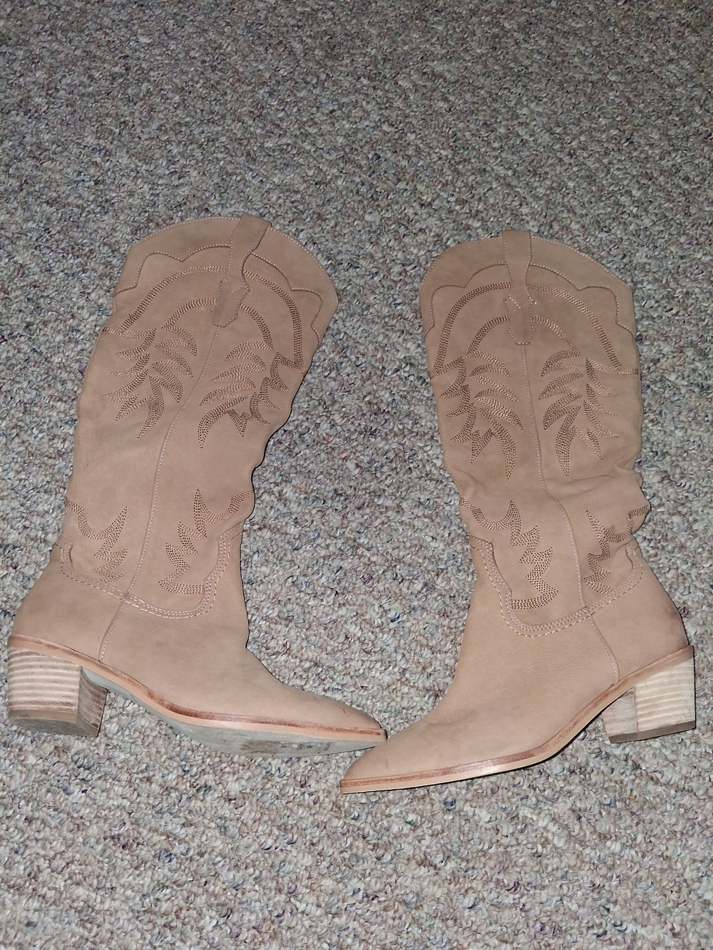Dolce Vita Tan Suede Western Mid-Calf Heeled Boots